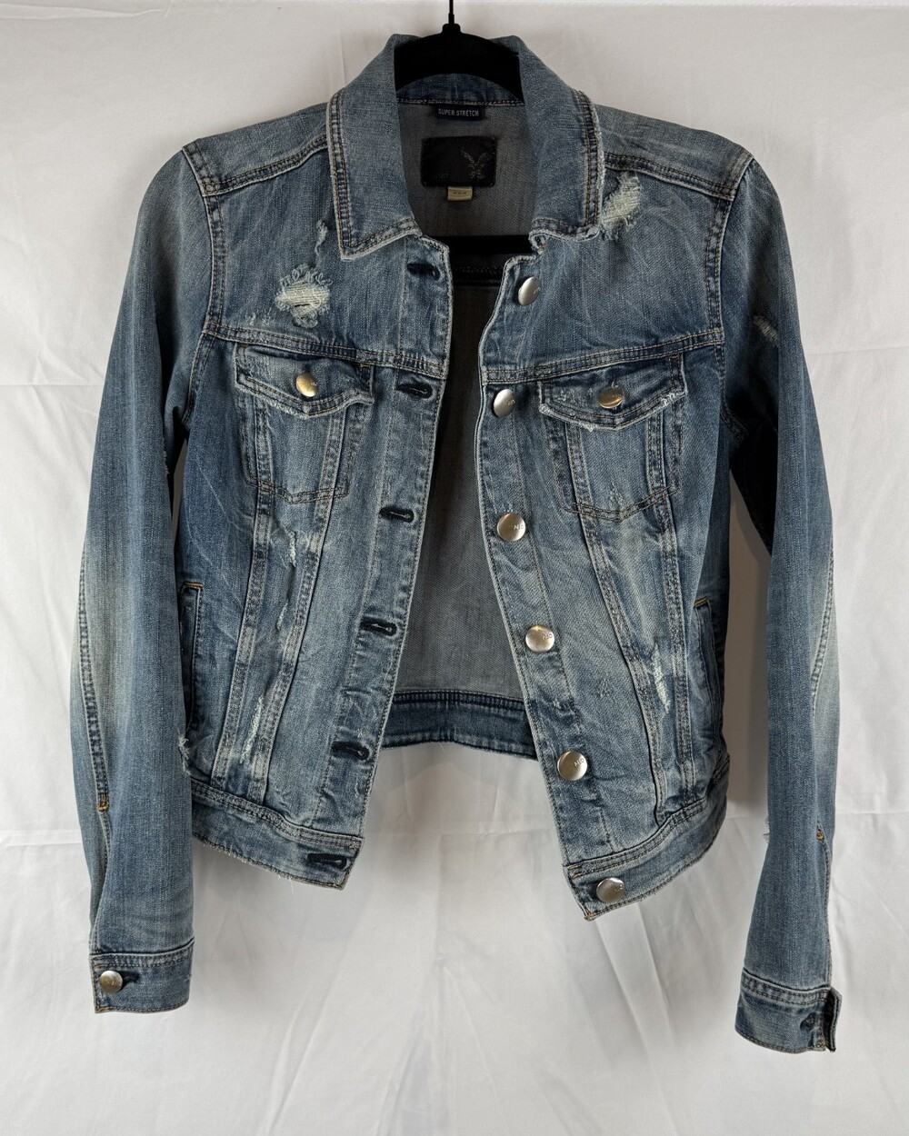 Womens American Eagle Super Stretch Denim Jean Jacket Size M